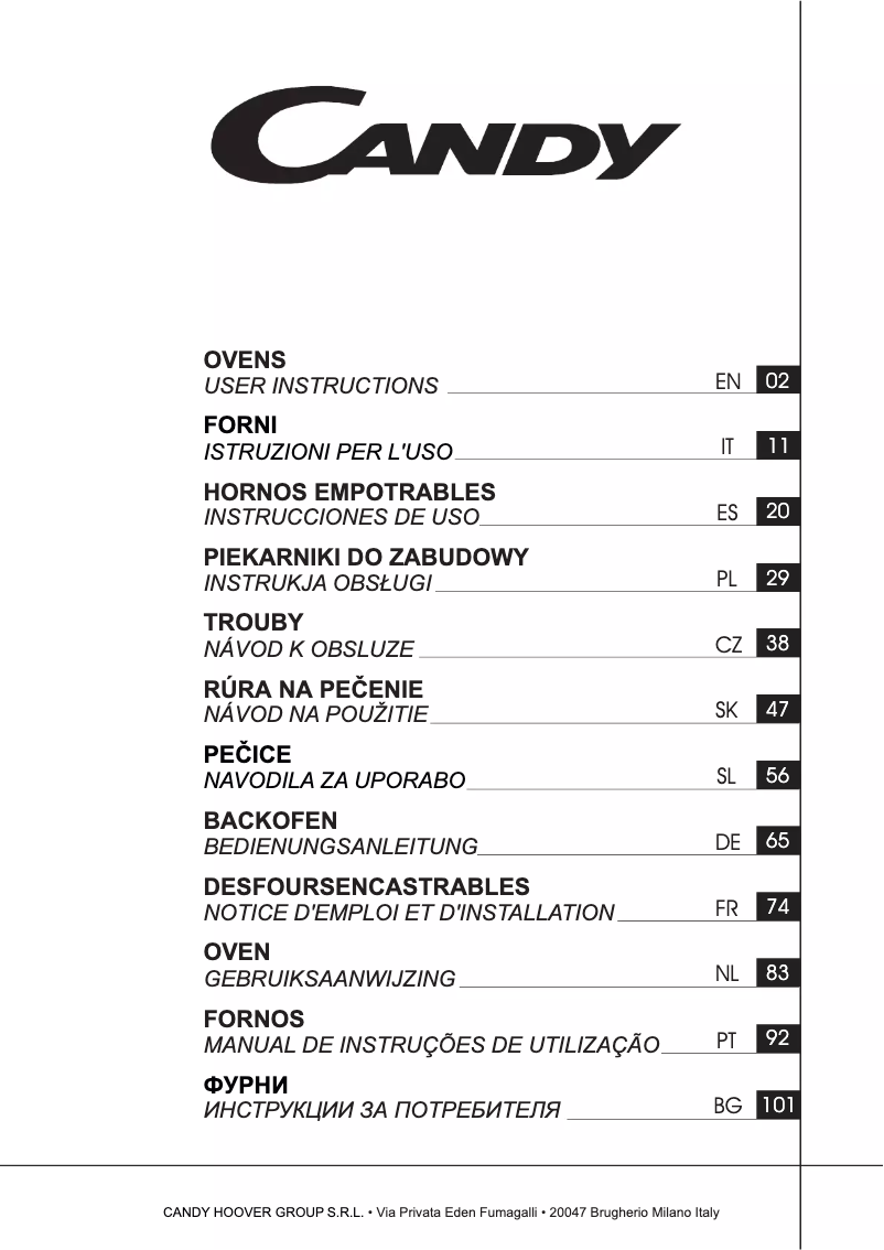 Page 1 de la notice Manuel utilisateur Candy FCP651SX/E