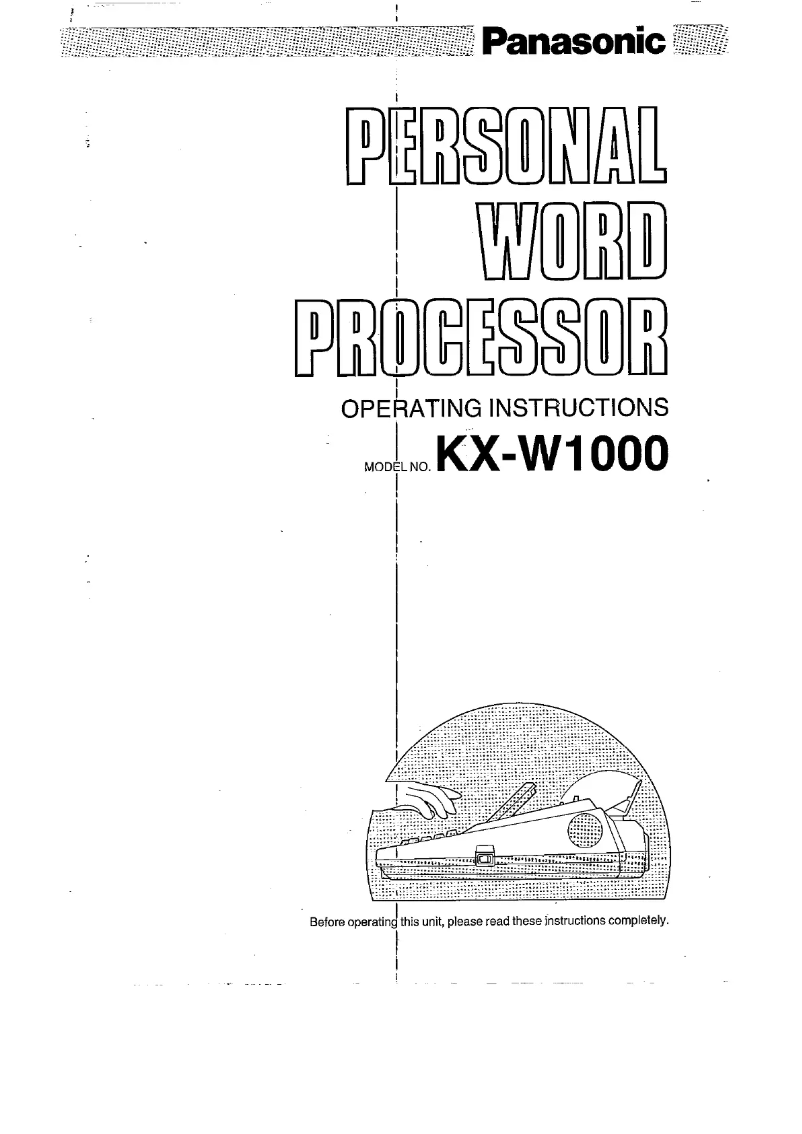 Page 1 de la notice Manuel utilisateur Panasonic KX-W1000