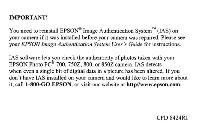 Image de la première page du manuel de l'appareil PhotoPC 750Z