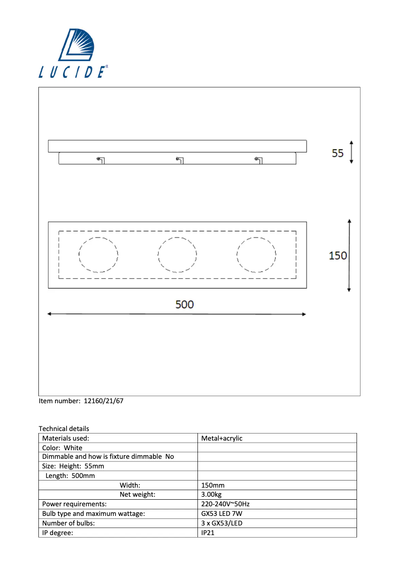 Page n°1 - Manuel utilisateur Lucide Winx 12160/21/67