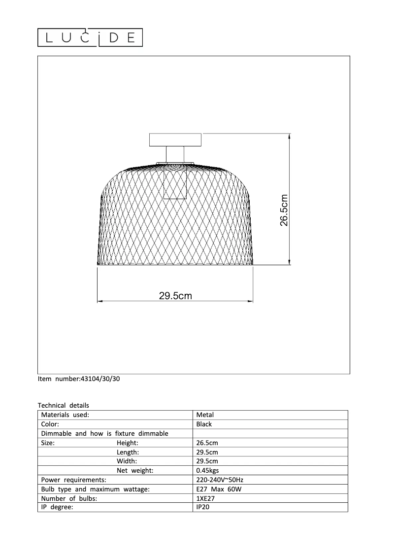 Page n°1 - Manuel utilisateur Lucide Mesh 43104/30/30
