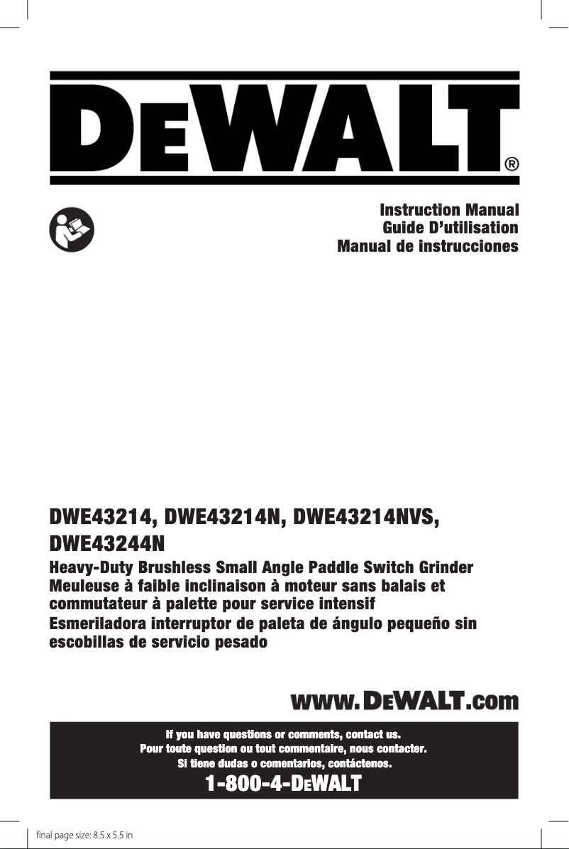 Página 1 del manual Manual de usuario DeWalt DWE43244N
