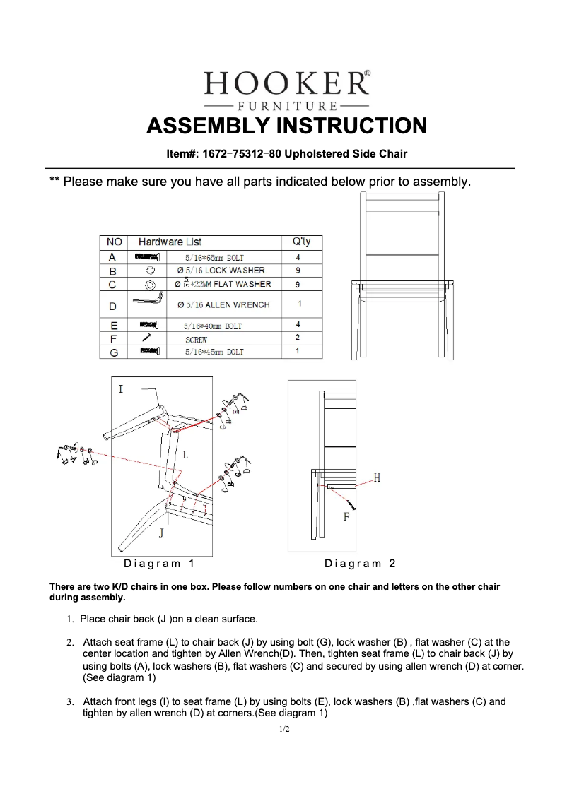 Page n°1 - Manuel utilisateur Hooker 1672-75312-80