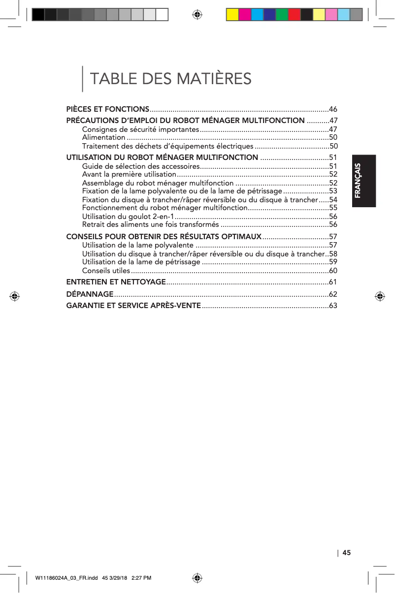 Page 1 de la notice Manuel utilisateur KitchenAid 5KFP0919