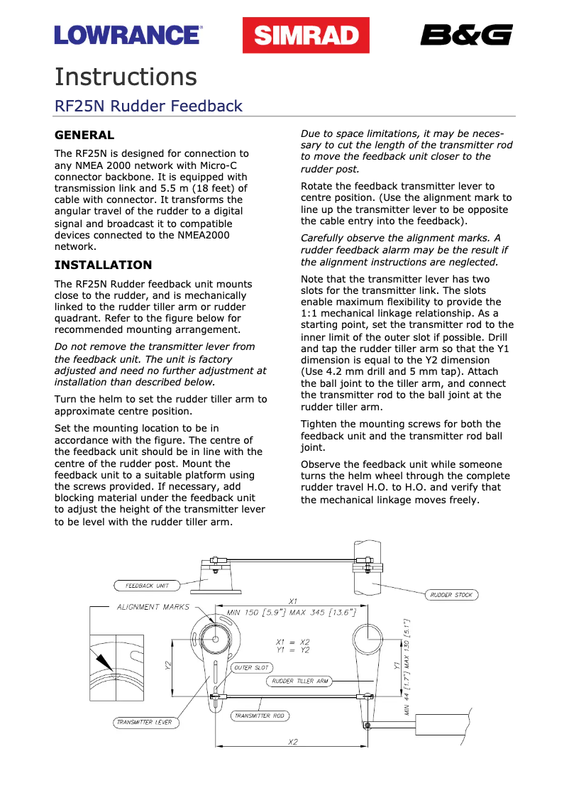 Page n°1 - Manuel utilisateur Simrad RF25