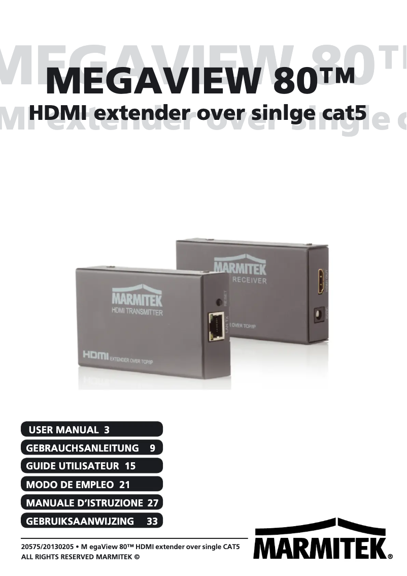 Page 1 de la notice Manuel utilisateur Marmitek MegaView 80