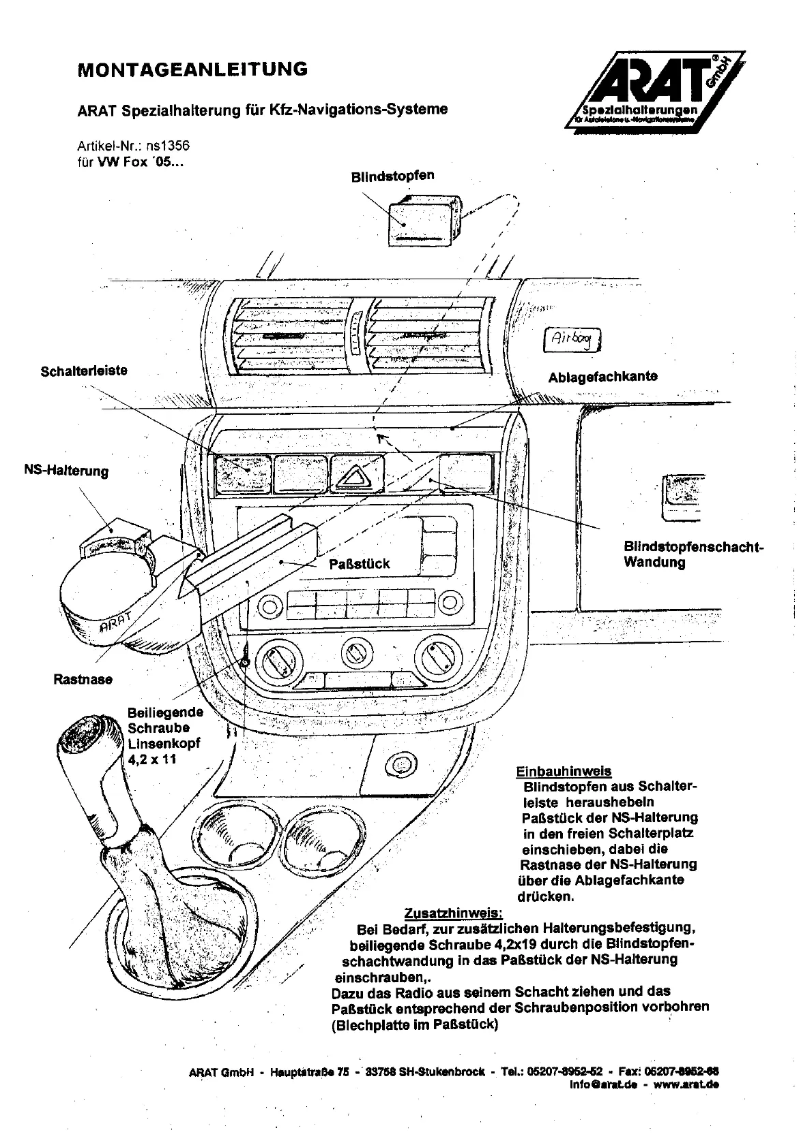 Page 1 de la notice Manuel utilisateur Arat NS1356