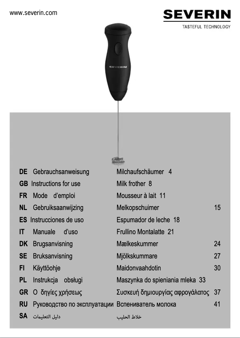 Page n°1 - Manuel utilisateur Severin SM 3594