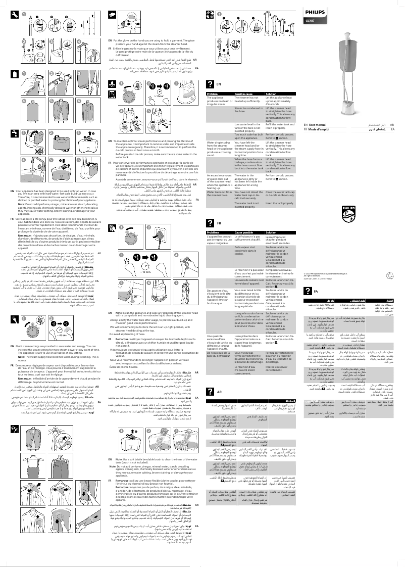Page n°1 - Manuel utilisateur Philips Easy Touch GC487