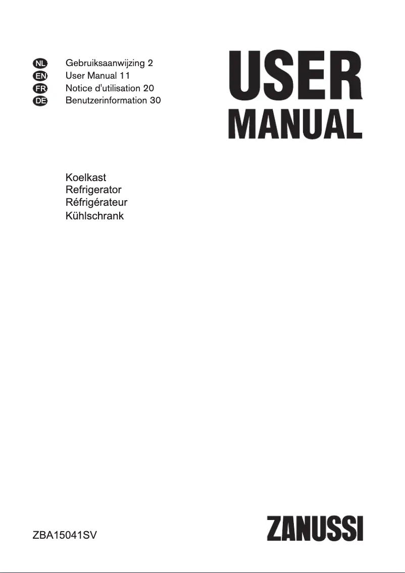 Page n°1 - Manuel utilisateur Zanussi ZBA15041SV