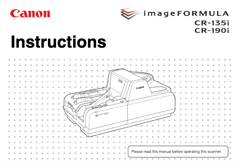 Page 1 de la notice Manuel utilisateur Canon imageFORMULA CR-135i