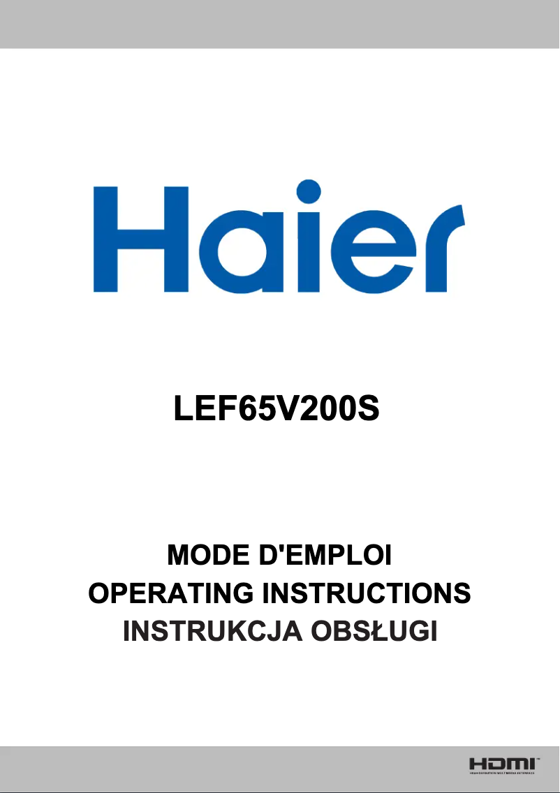 Page n°1 - Manuel utilisateur Haier LEF65V200S