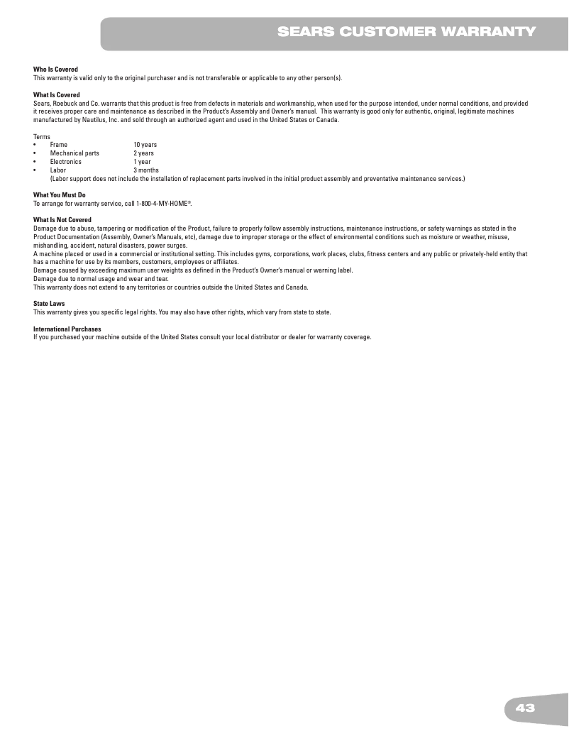 Page 1 de la notice Informations de garantie Schwinn 270