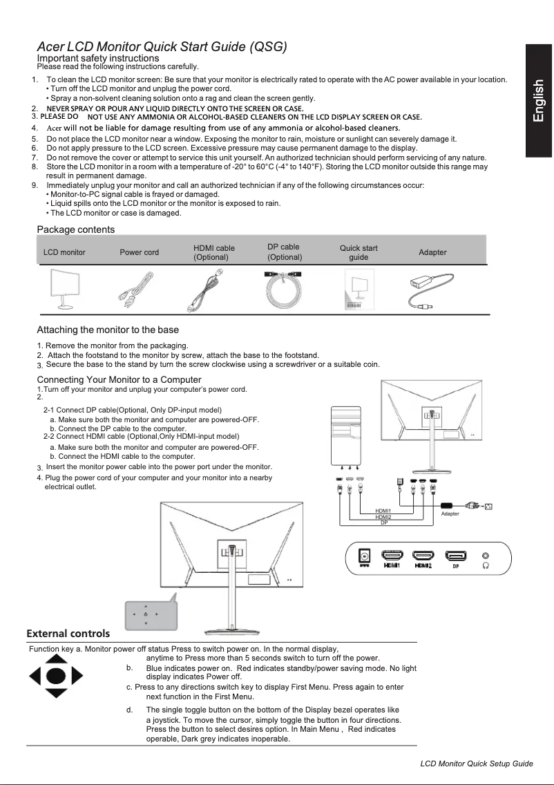 Page n°1 - Guide de démarrage rapide Acer XZ272U