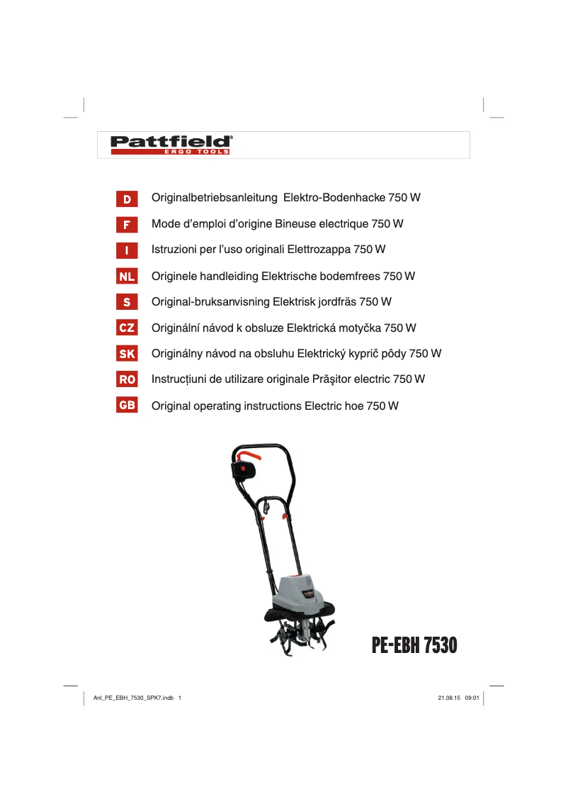Page 1 de la notice Manuel utilisateur Pattfield PE-EBH 7530