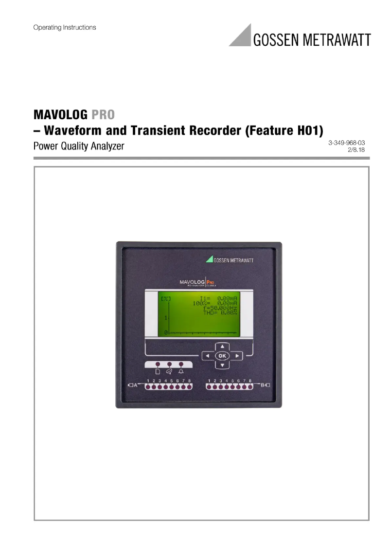 Page 1 de la notice Manuel utilisateur Gossen Metrawatt MAVOLOG Pro