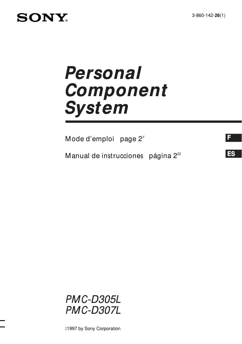 Page n°1 - Manuel utilisateur Sony PMC-D307L