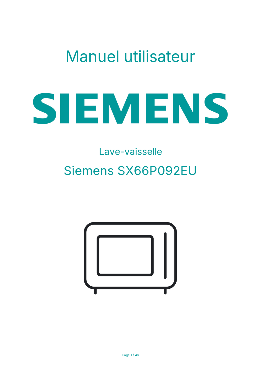 Page n°1 - Manuel utilisateur Siemens SX66P092EU