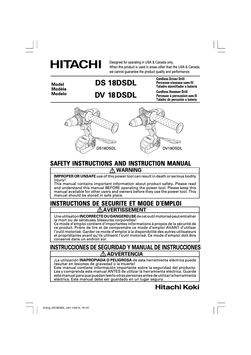 Página 1 del manual Manual de usuario Hitachi DV18DSDL