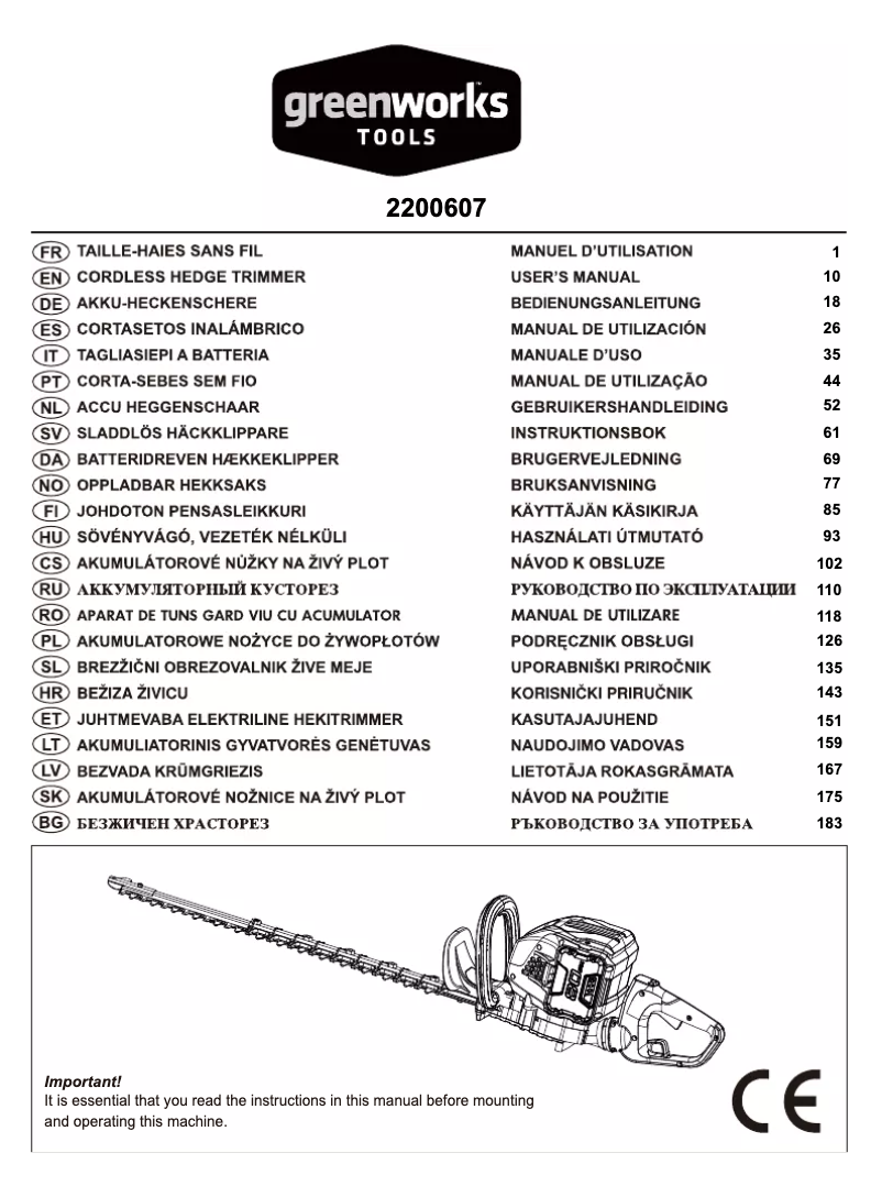 Page n°1 - Manuel utilisateur Greenworks GD80HT