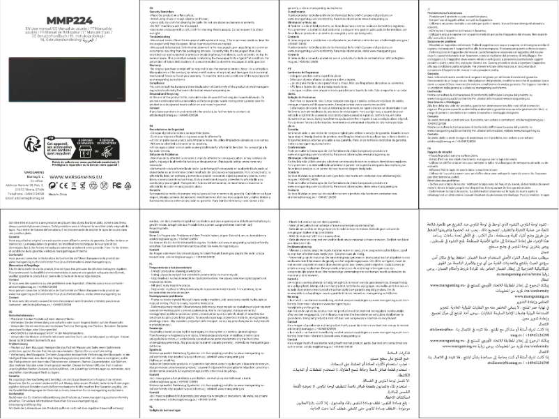 Page 1 de la notice Manuel utilisateur Mars Gaming MMP224