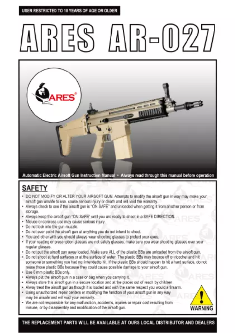 Page n°1 - Manuel utilisateur Ares AR-027