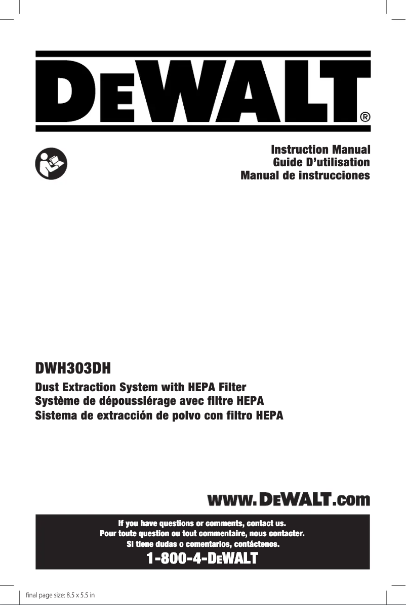 Page n°1 - Manuel utilisateur DeWalt DWH303DH