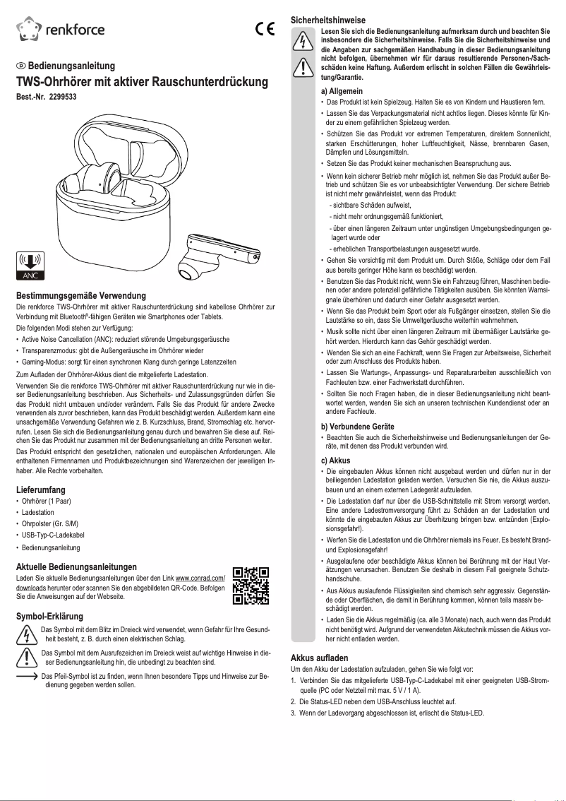 Page 1 de la notice Manuel utilisateur Renkforce RF-4599066