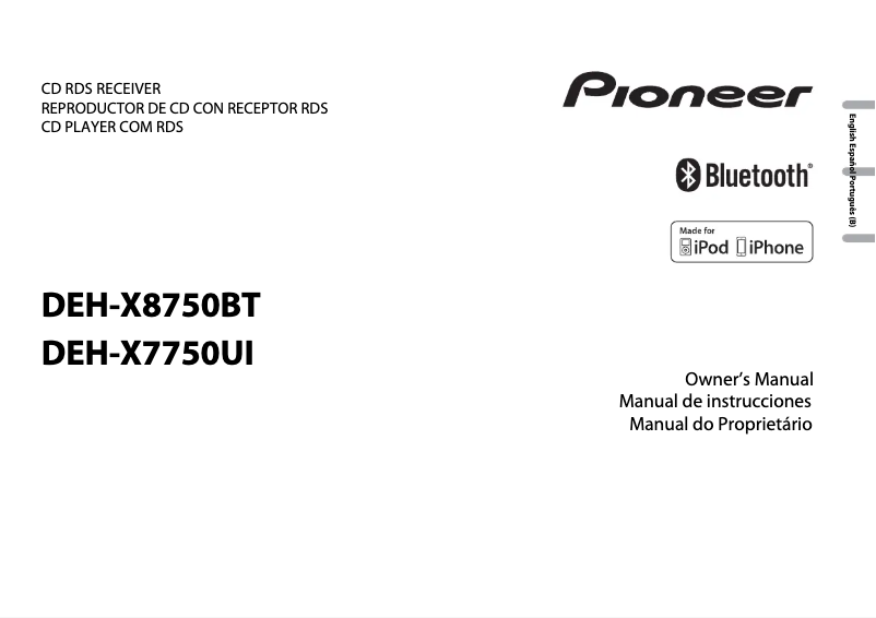 Image de la première page du manuel de l'appareil DEH-X8750BT