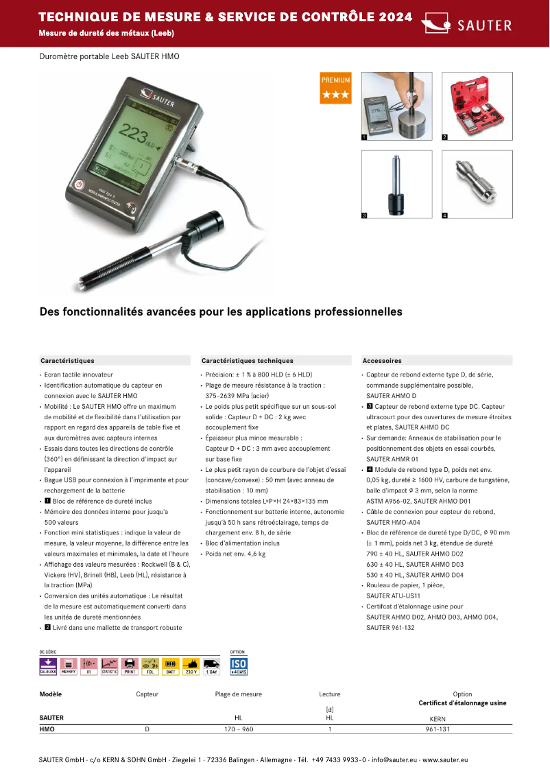 Page 1 de la notice Brochure Sauter HMO