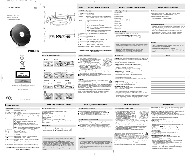 Page 1 de la notice Mode d'emploi Philips AX2500
