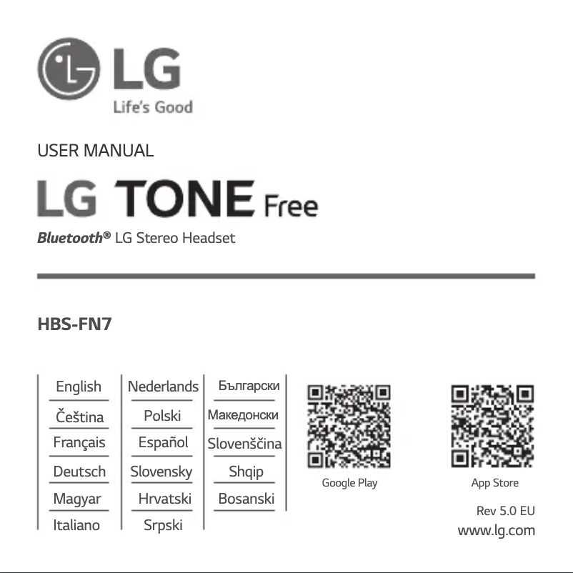 Page 1 de la notice Manuel utilisateur LG Tone Free HBS-FN7