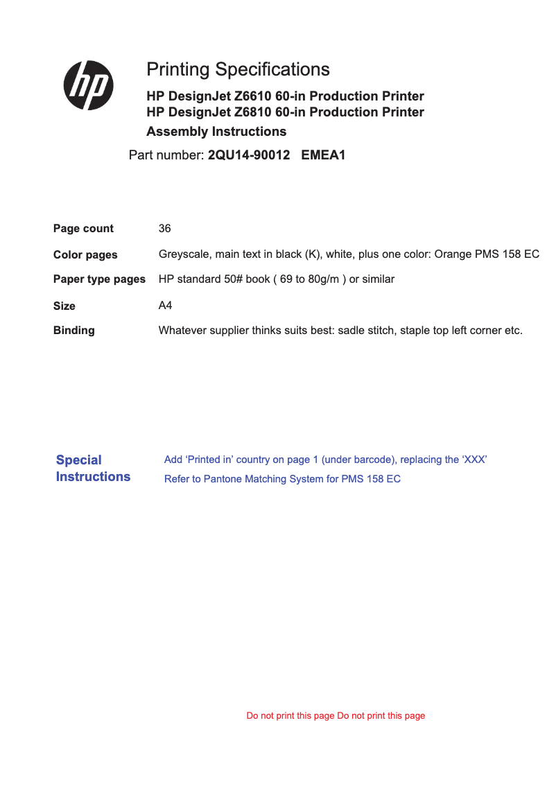 Image de la première page du manuel de l'appareil DesignJet Z6610