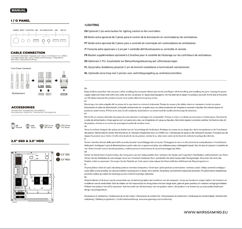 Page 1 de la notice Manuel utilisateur Mars Gaming MC-ULT