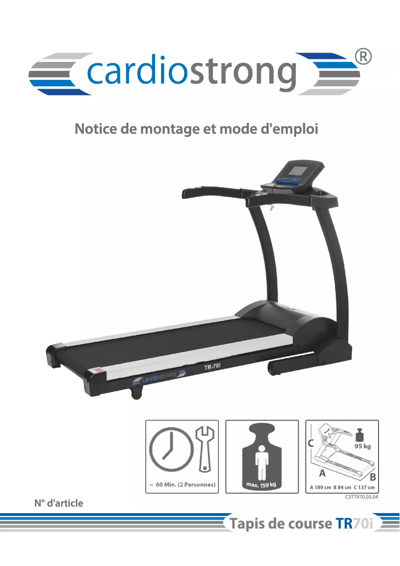 Page 1 de la notice Manuel utilisateur Cardiostrong TR70