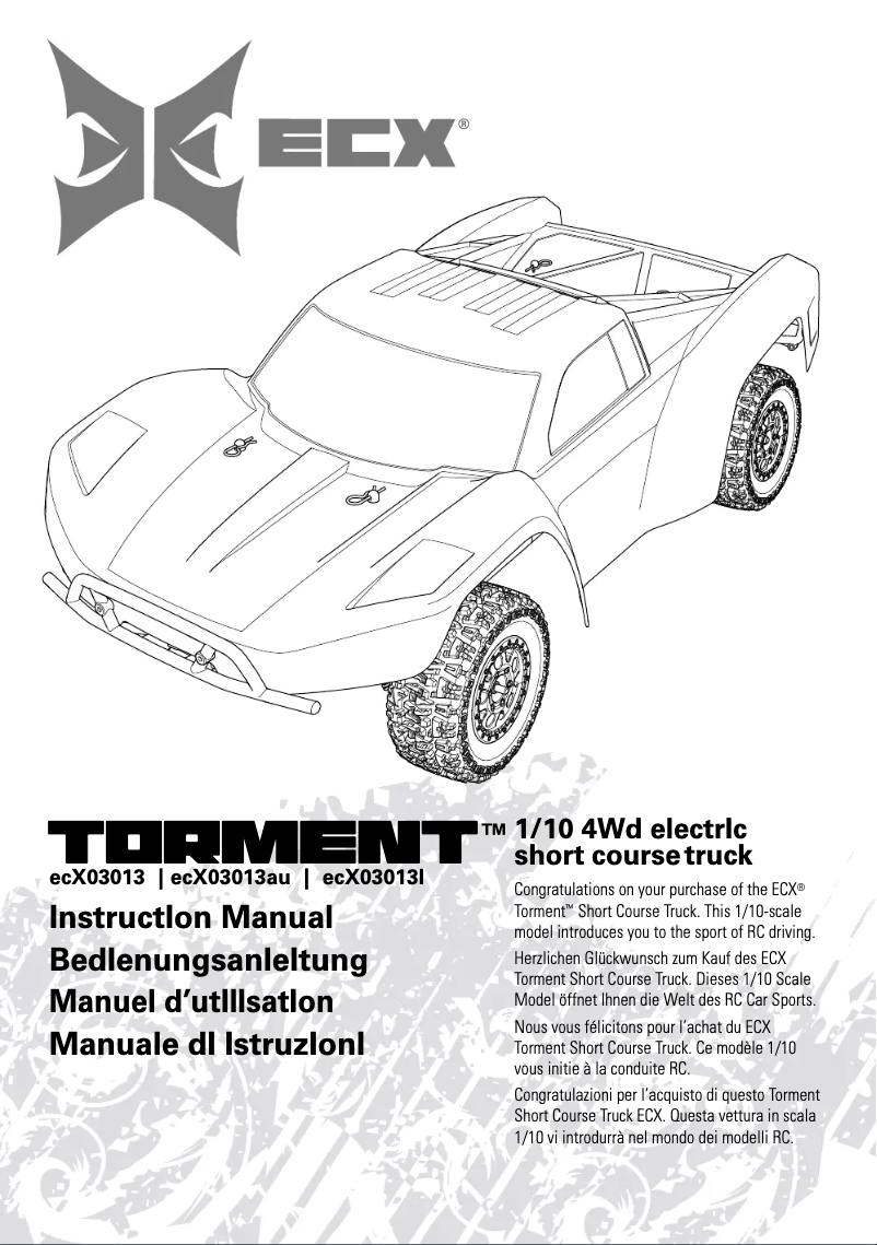 Page 1 de la notice Manuel utilisateur ECX Torment ECX03013