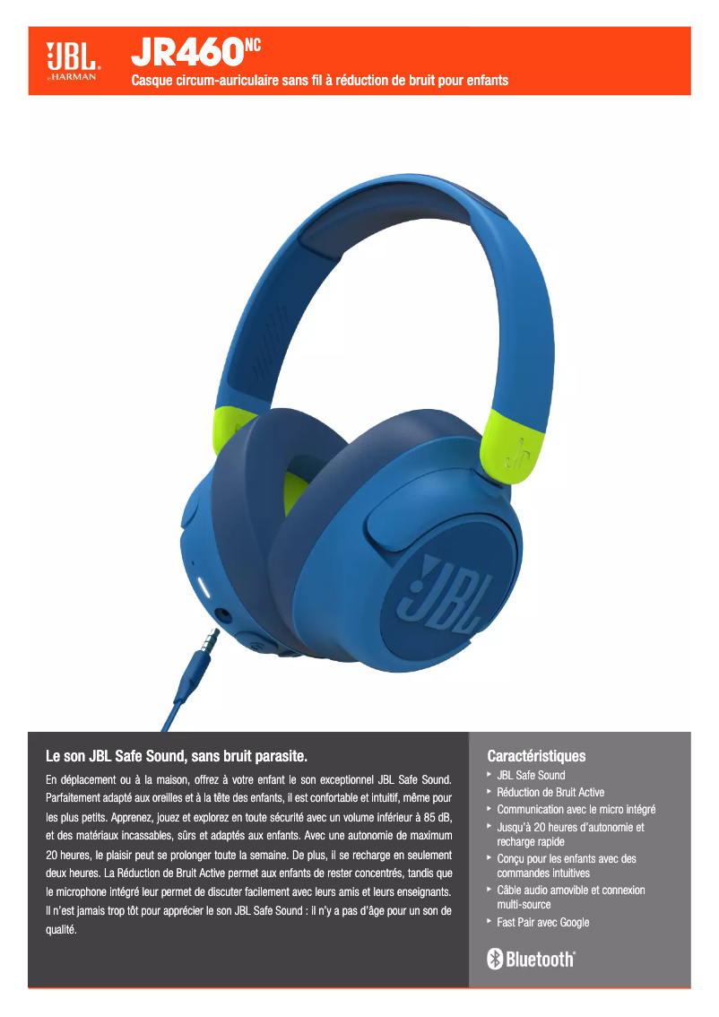 Page n°1 - Fiche technique JBL JR 460NC