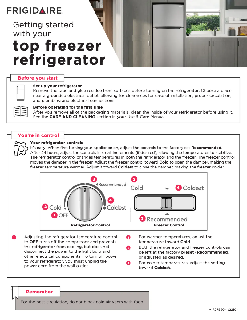 Page n°1 - Guide de démarrage rapide Frigidaire FFTR2045VB