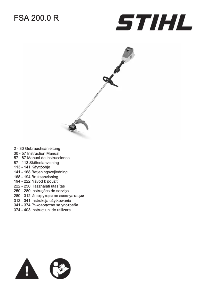 Page 1 de la notice Manuel utilisateur Stihl FSA 200 R