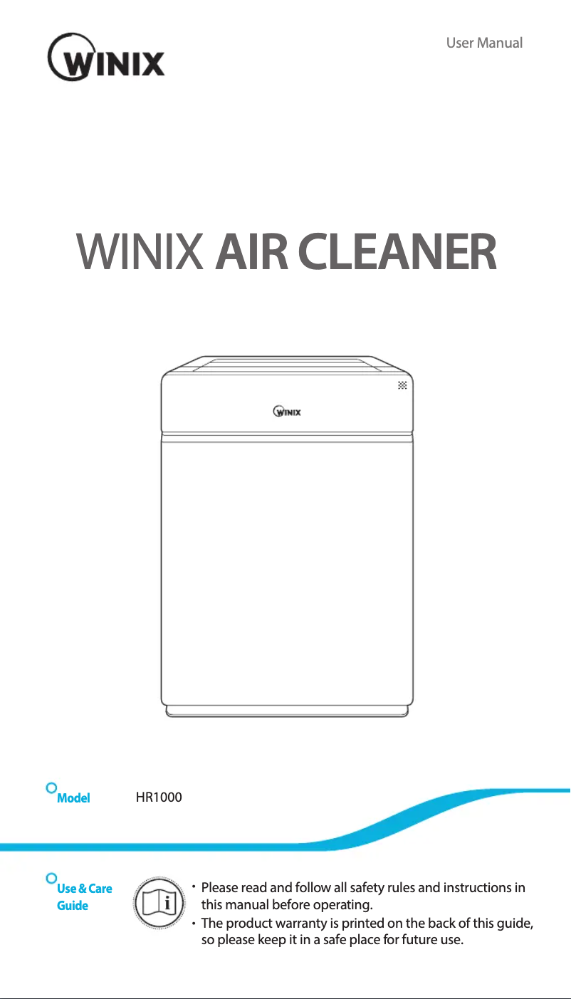 Page 1 de la notice Manuel utilisateur Winix HR1000
