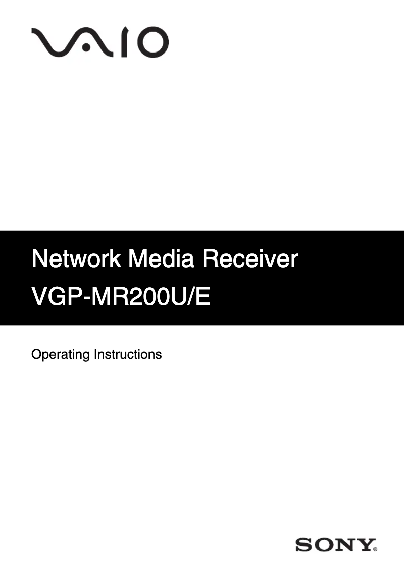 Image de la première page du manuel de l'appareil VGP-MR200