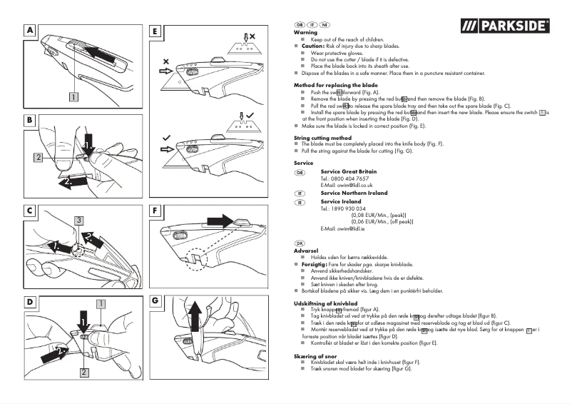 Page n°1 - Manuel utilisateur Parkside HG00239B