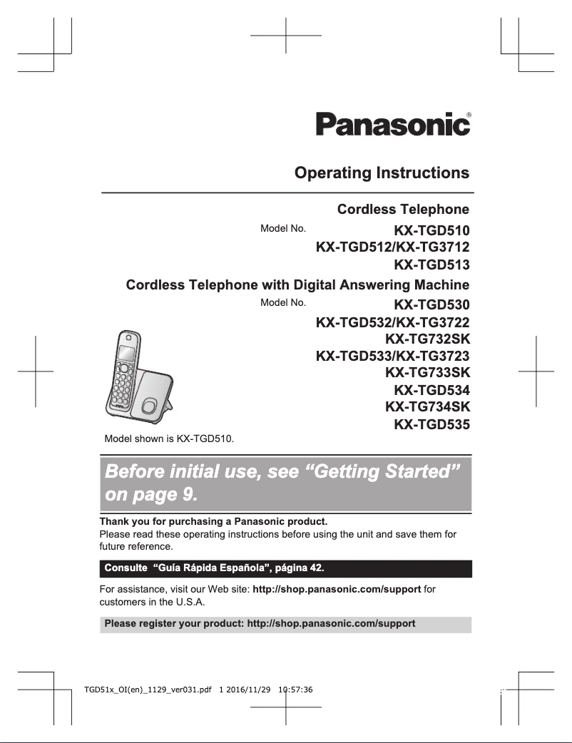 Página 1 del manual Manual de usuario Panasonic KX-TGD535M