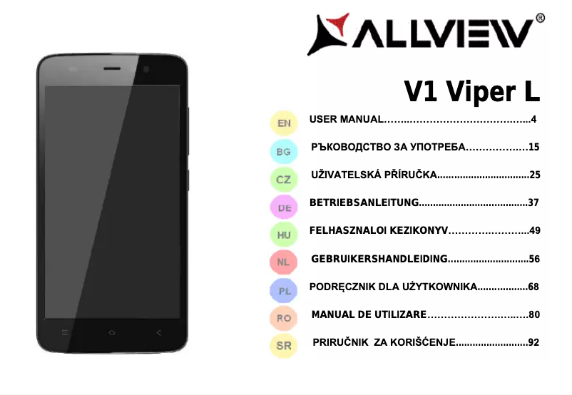 Image de la première page du manuel de l'appareil V1 Viper L