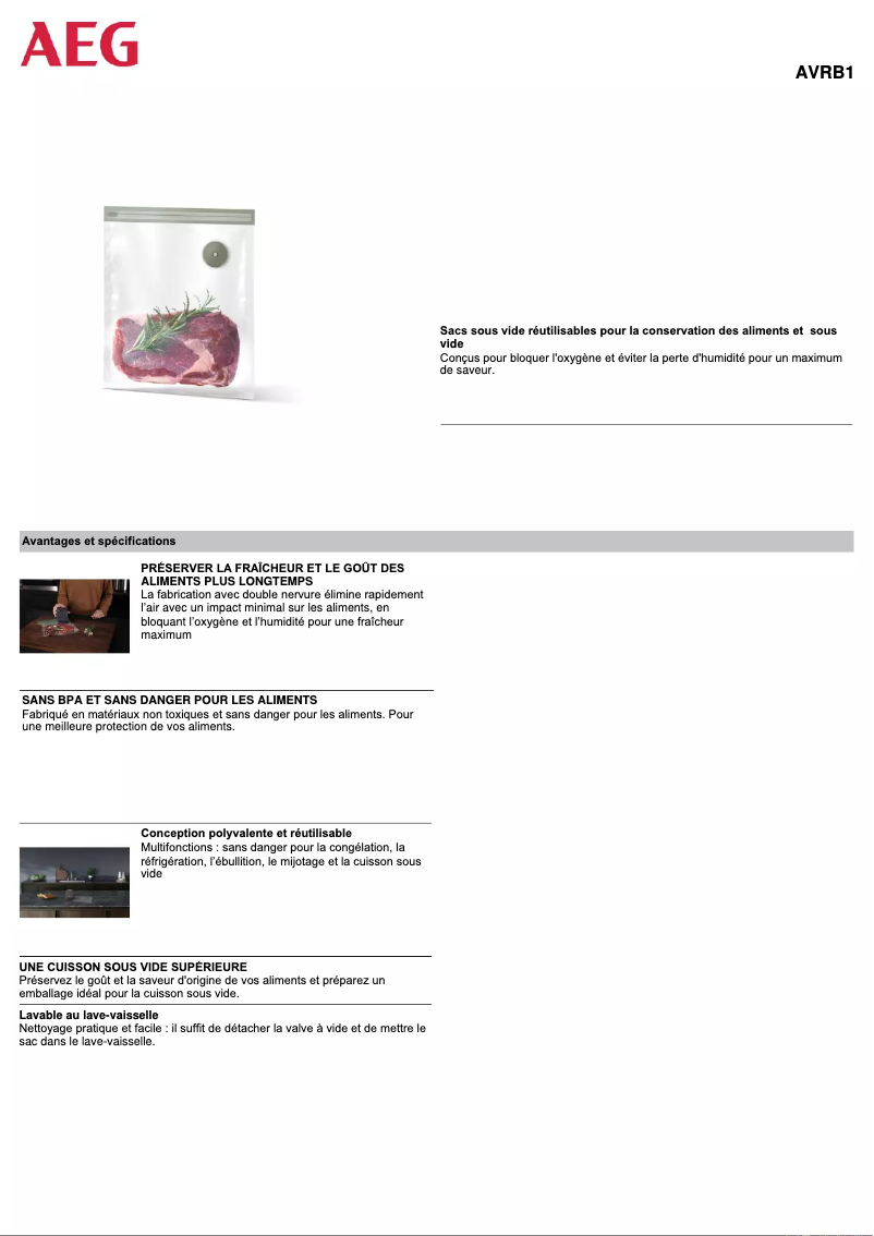Page n°1 - Manuel utilisateur AEG AVRB1