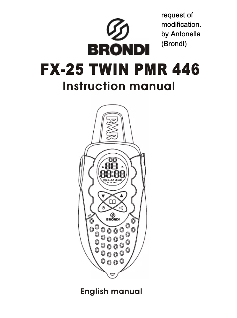 Página 1 del manual Manual de usuario Brondi FX-25