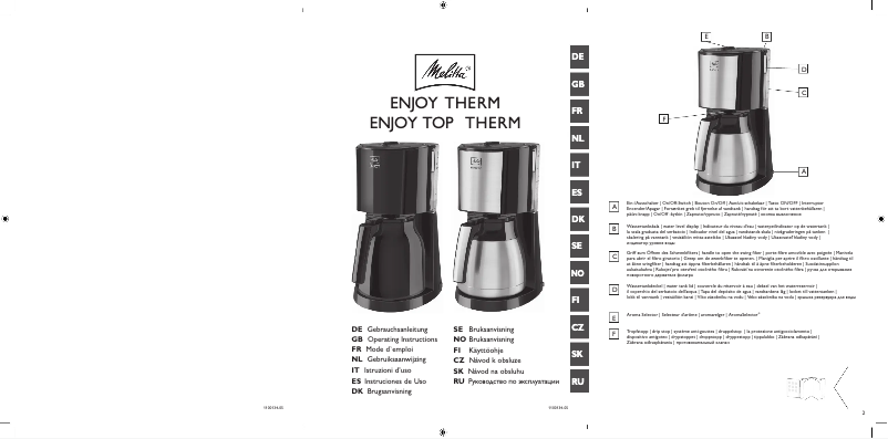 Page n°1 - Manuel utilisateur Melitta Enjoy Top Therm II
