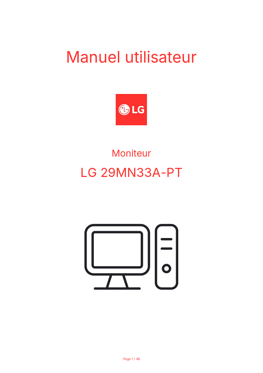 Page n°1 - Manuel utilisateur LG 29MN33A-PT