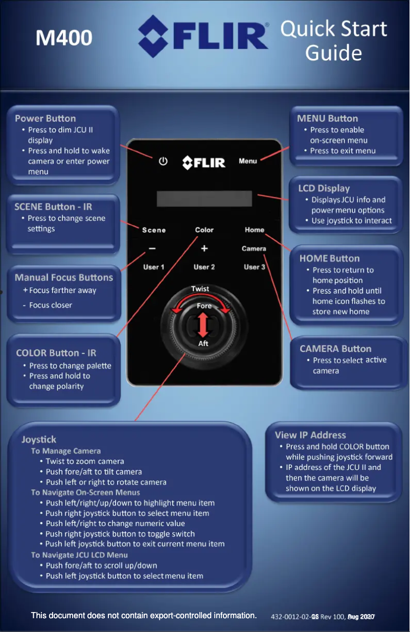 Page 1 de la notice Guide de démarrage rapide FLIR M400XR