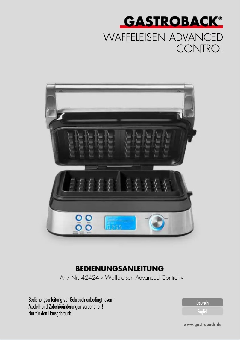 Image de la première page du manuel de l'appareil Advanced Control 42424